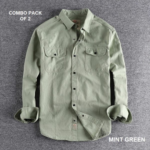 Casual Simple Fashion Men’s Shirts Pure Cotton Pack Of 2 Combo Choose Any Varient - Image 2