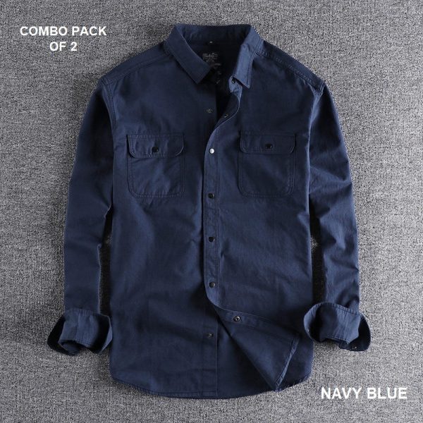 Casual Simple Fashion Men’s Shirts Pure Cotton Pack Of 2 Combo Choose Any Varient - Image 3